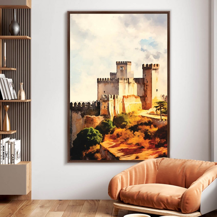 Quadro Castelo de Óbidos - Portugal Impressionismo Cores Vibrantes