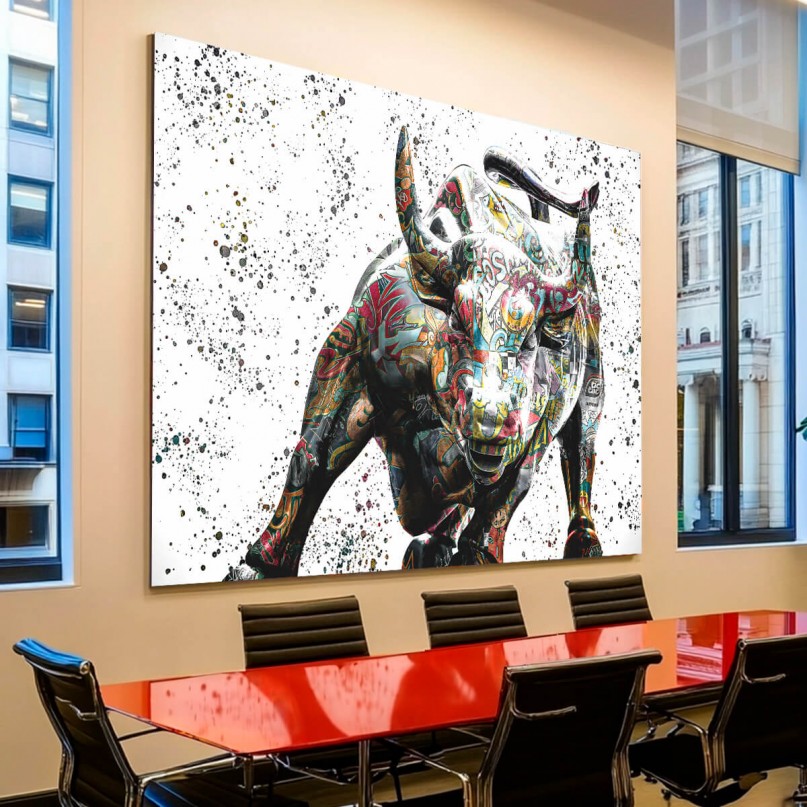 Quadro Touro de Wall Street Grafite Art