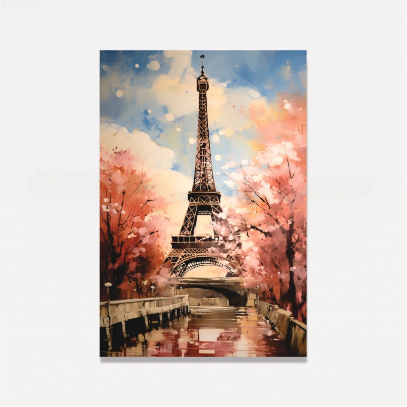 Quadro Torre Eiffel - França Impressionismo Pinceladas Soltas  