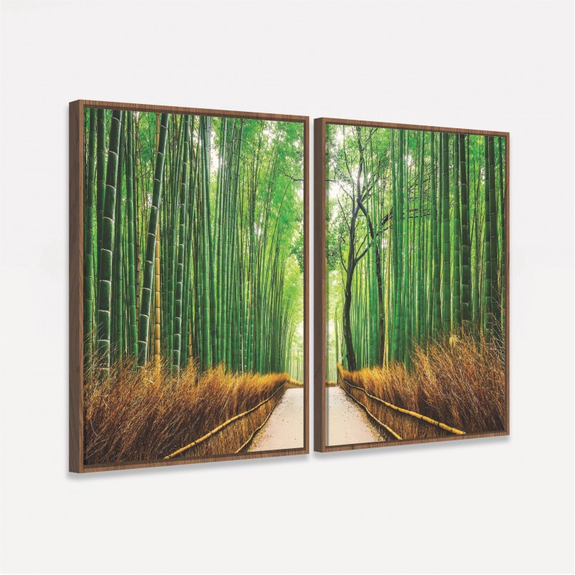 Quadro Floresta de Bambu Oriental - 2 Peças