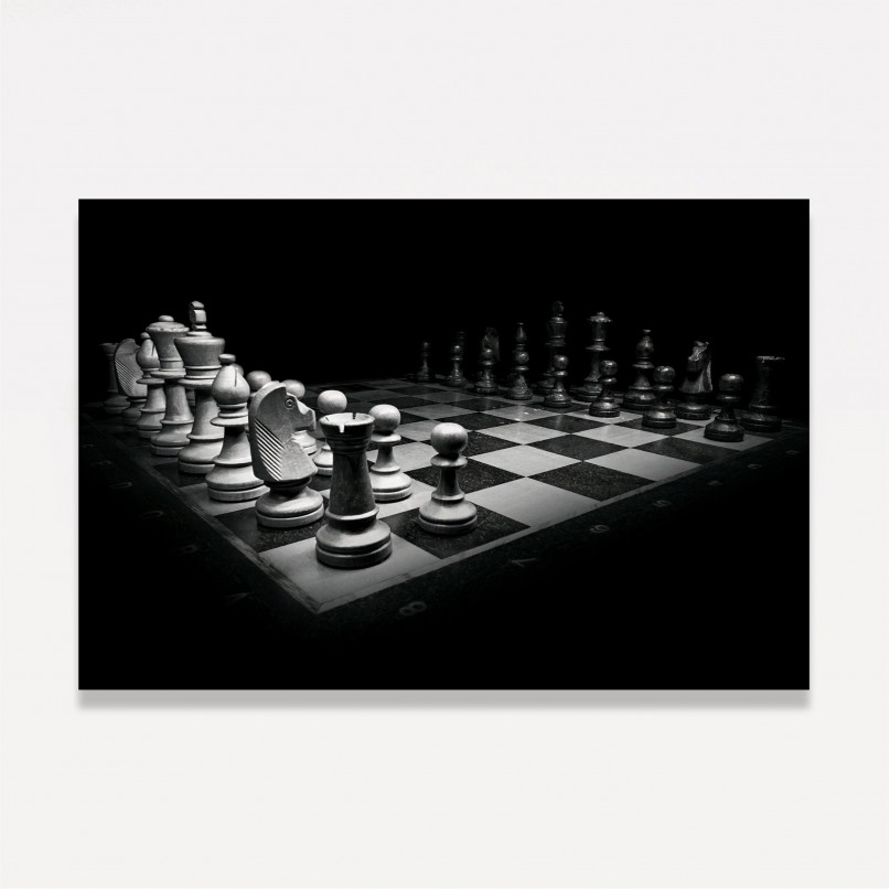 Quadro em Tela Xadrez, tábua, seamless, padrão, fundo, xadrez, lazer,  conceito, cavaleiro, grupo, branco, preto, peça, competição, vetor,  ilustração 