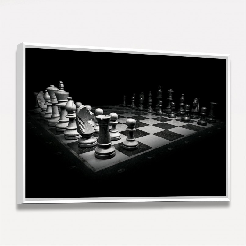 Tabuleiro de xadrez preto e branco pinturas para a parede • quadros  jogadores, passatempo, oponente