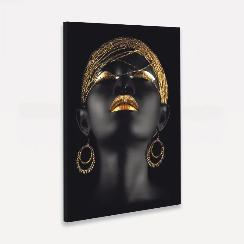 Quadro Mulher Negra Fashion Golden Moderno