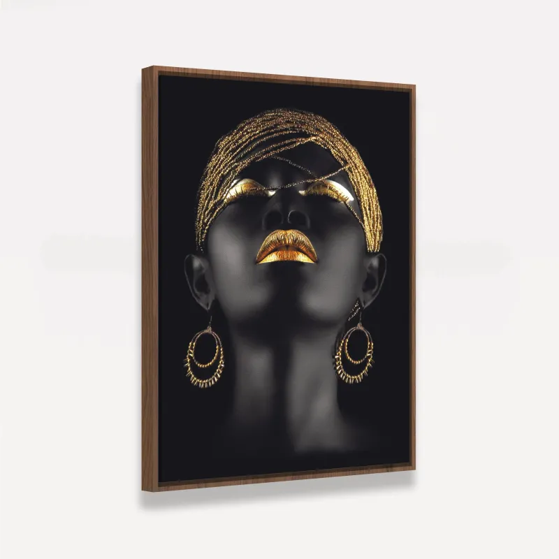 Quadro Mulher Negra Fashion Golden Moderno