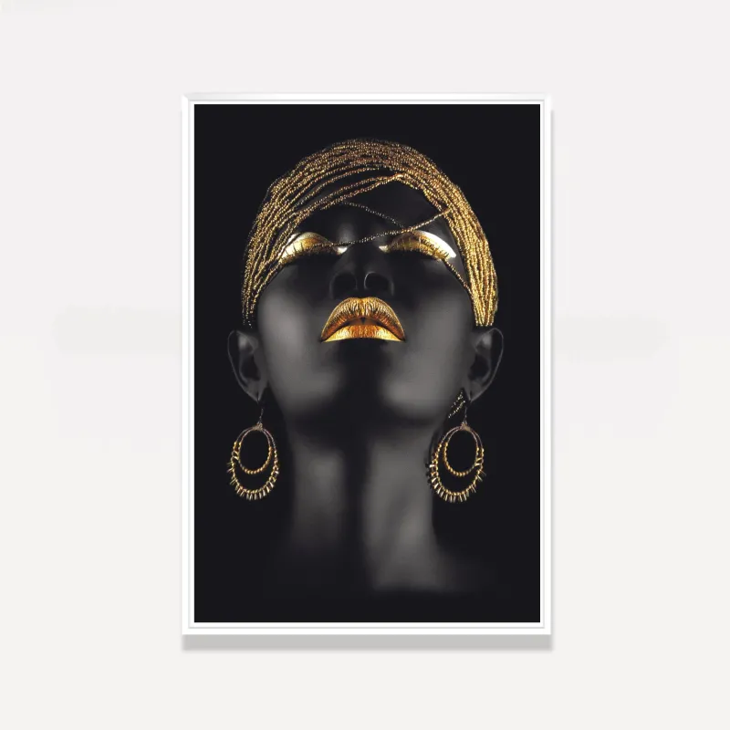 Quadro Mulher Negra Fashion Golden Moderno