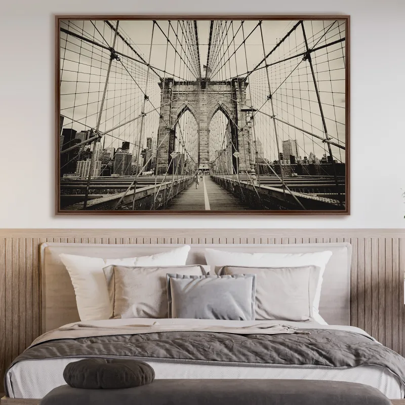 Quadro Ponte do Brooklyn Nova York - Vintage Sépia