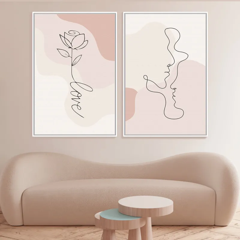 Quadro Casal Love Abstrato Minimalista 