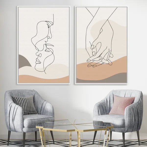 Quadro Casal em Linhas Duo Amor e União