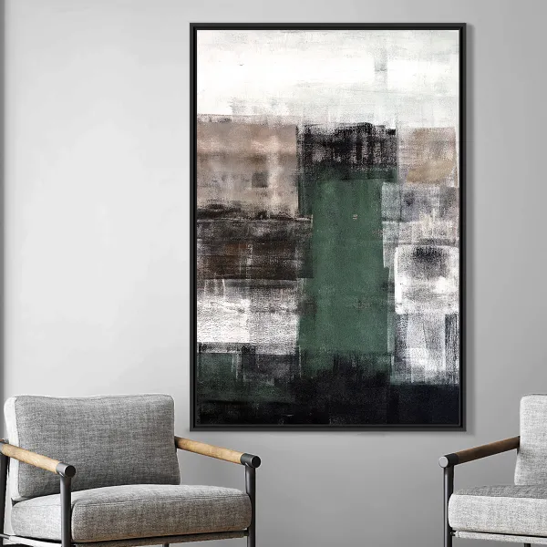 Quadro decorativo Abstrato Tons Verde Marrom e Cinza