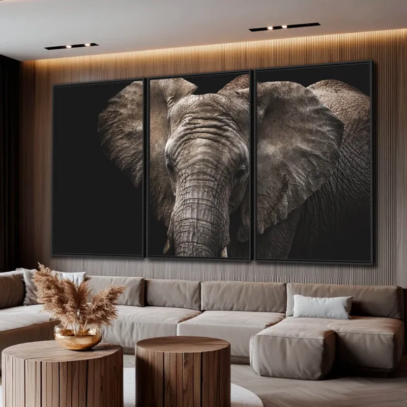 Quadro Elefante em Arte - 3 Peças