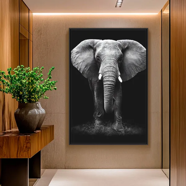 Quadro Elefante em Arte Preto e Branco