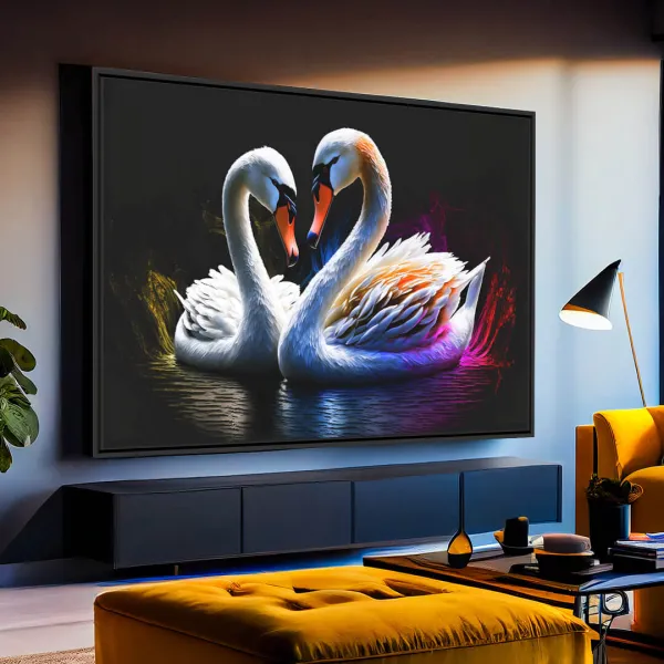 Quadro Casal de Cisnes Amor Gracioso