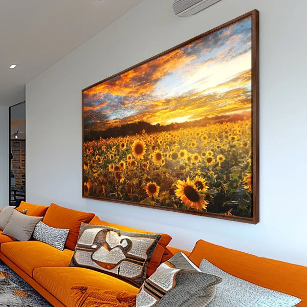 Quadro Flores Campo de Girassóis Ao Pôr do Sol