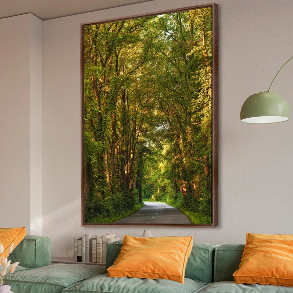 Quadro Paisagem Estrada em Meio à Floresta