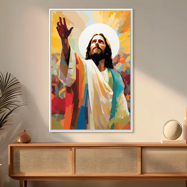 Quadro Jesus Estilo Pintura Abençoando Multidão