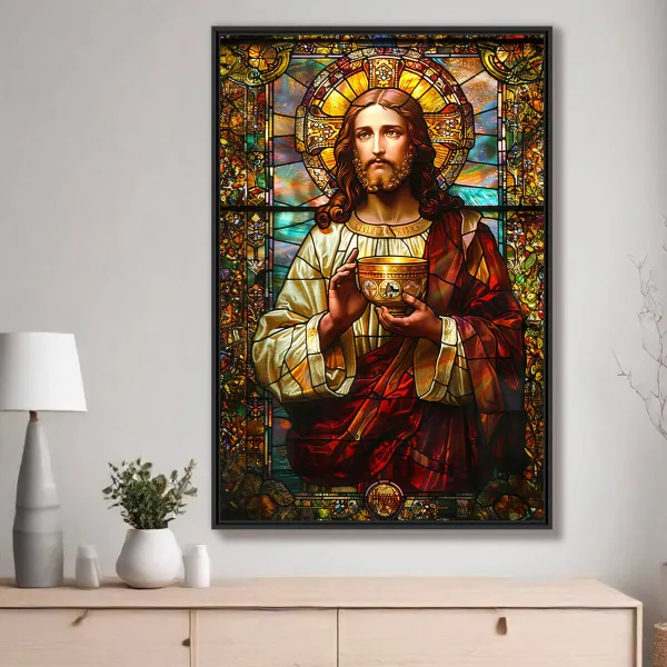 Quadro Vitral Jesus Cristo Cálice