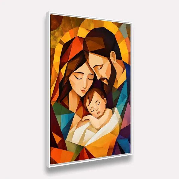 Quadro Sagrada Família Estilo Abstrato Mosaico Moderno