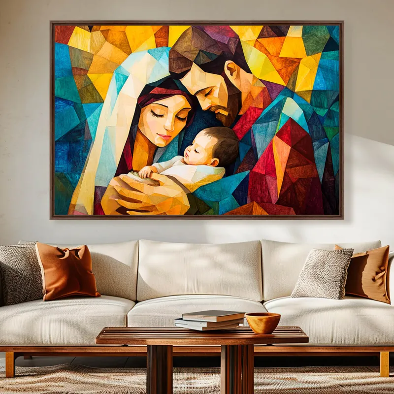 Quadro Sagrada Família Amor Divino Arte Moderna Mosaico