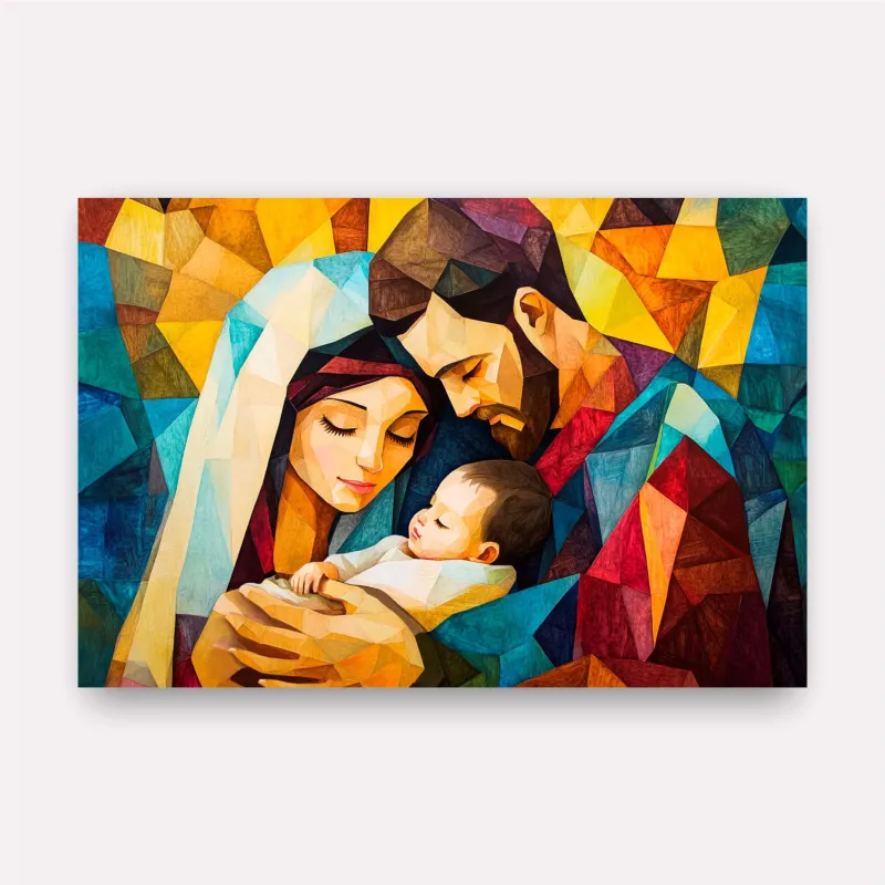 Quadro Sagrada Família Amor Divino Arte Moderna Mosaico