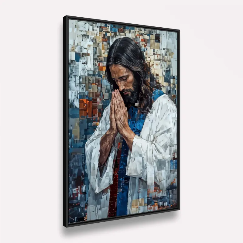 Quadro Jesus Reflexão Espiritual Oração e Fé Abstrato