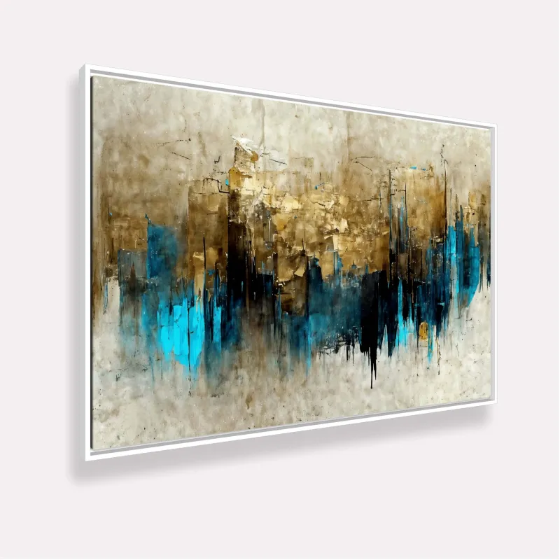 Quadro Artístico Abstrato Aura de Ouro com Azul