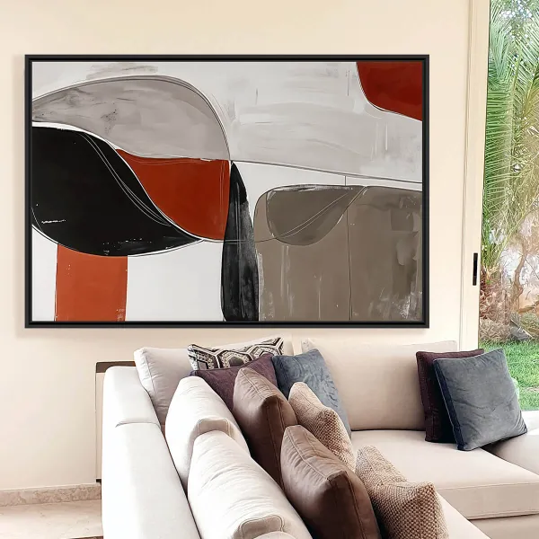 Quadro Formas Abstratas Harmonia de Cores Neutras e Terrosas