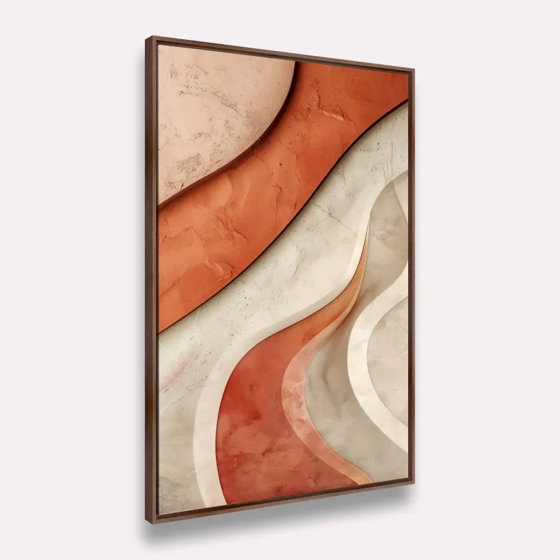 Quadro Abstrato Fluxo Suave de Areia e Terracota