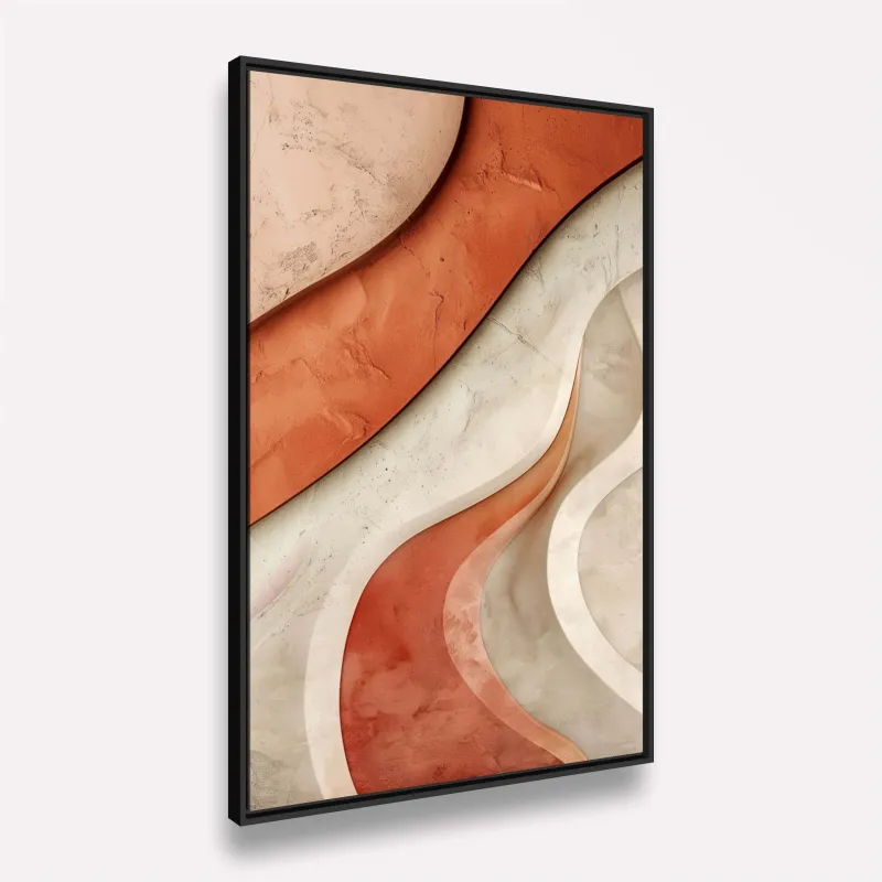 Quadro Abstrato Fluxo Suave de Areia e Terracota