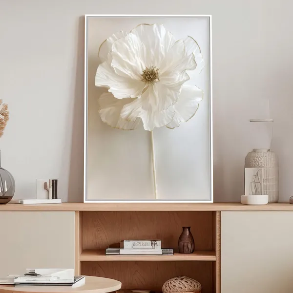 Quadro Flor Pureza Branca Elegância Minimalista