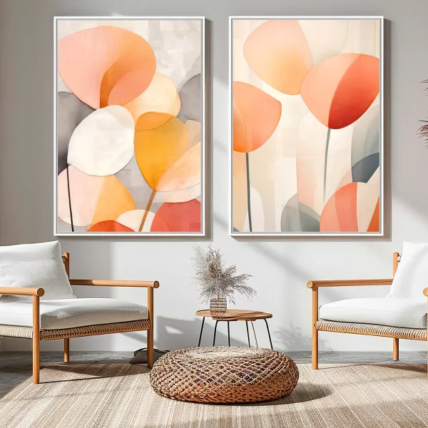 Quadro Formas Florais Tropicais Abstrato Artístico