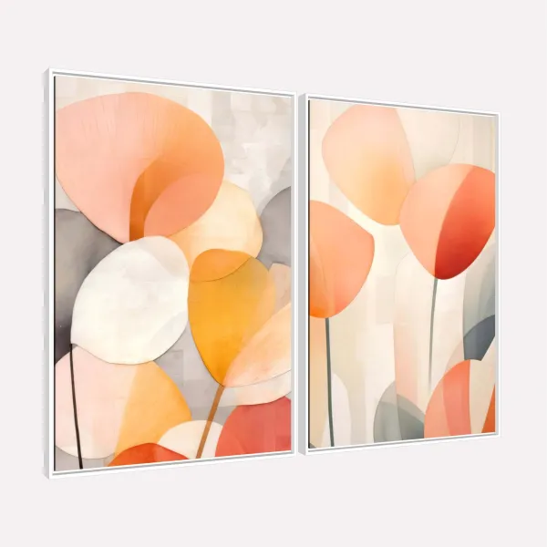 Quadro Formas Florais Tropicais Abstrato Artístico