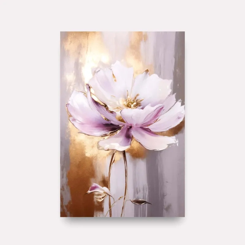 Quadro Maravilhosa Flor Artístico Dourado e Roxo