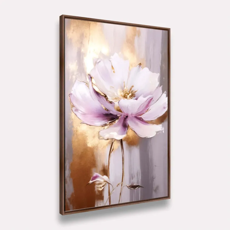 Quadro Maravilhosa Flor Artístico Dourado e Roxo