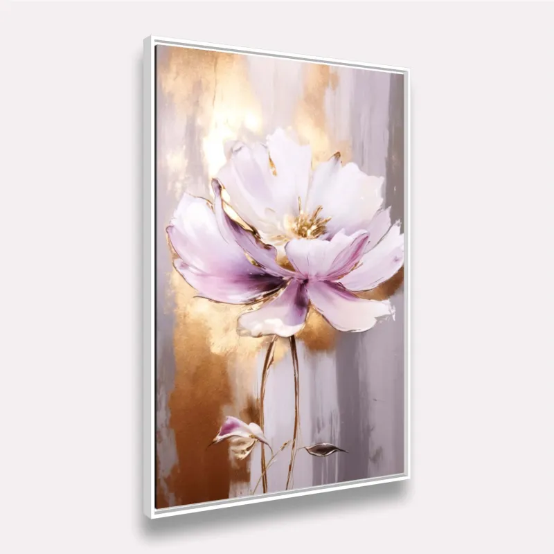 Quadro Maravilhosa Flor Artístico Dourado e Roxo