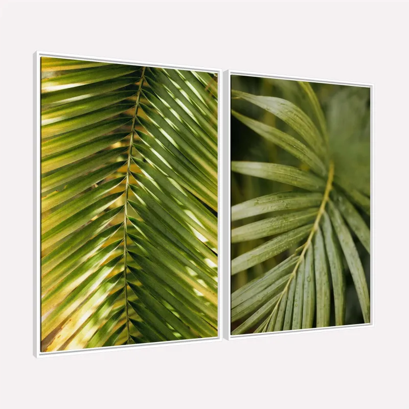 Quadros Folhagens Essência Tropical em Tons Verdes