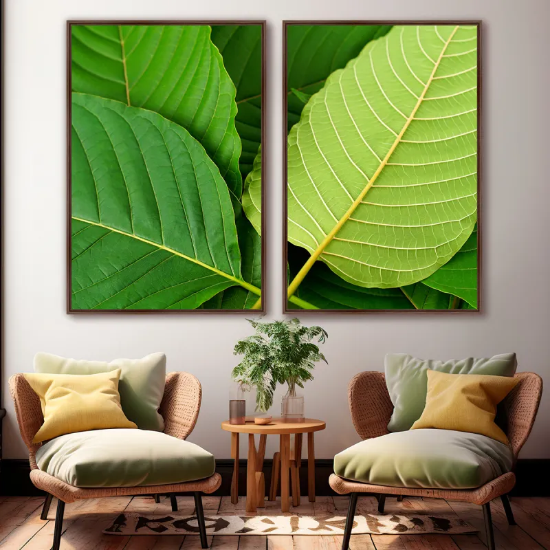 Quadro Folhagem Essência da Natureza Detalhes Vibrantes