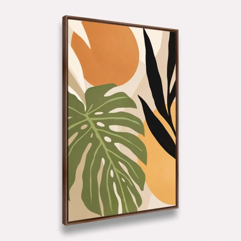 Quadro Folhagens Abstrato em Boho Art