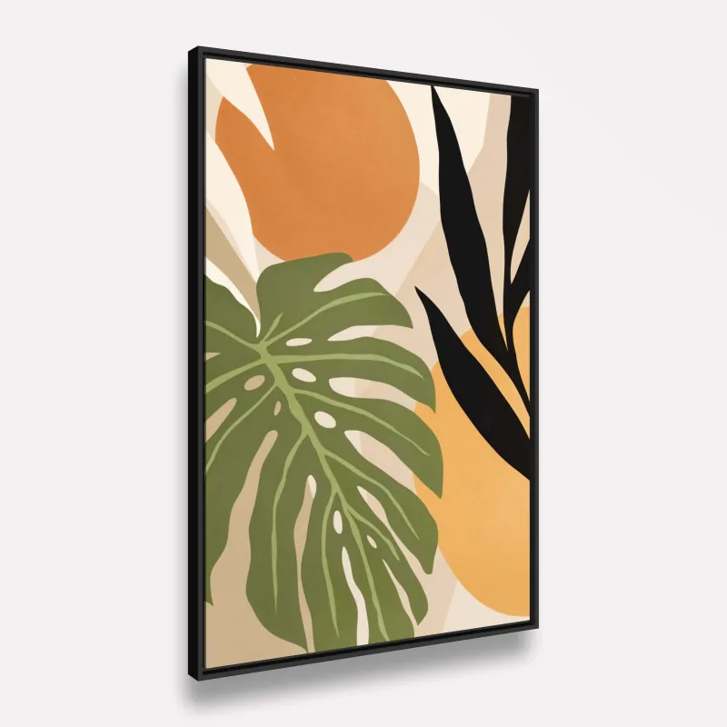 Quadro Folhagens Abstrato em Boho Art