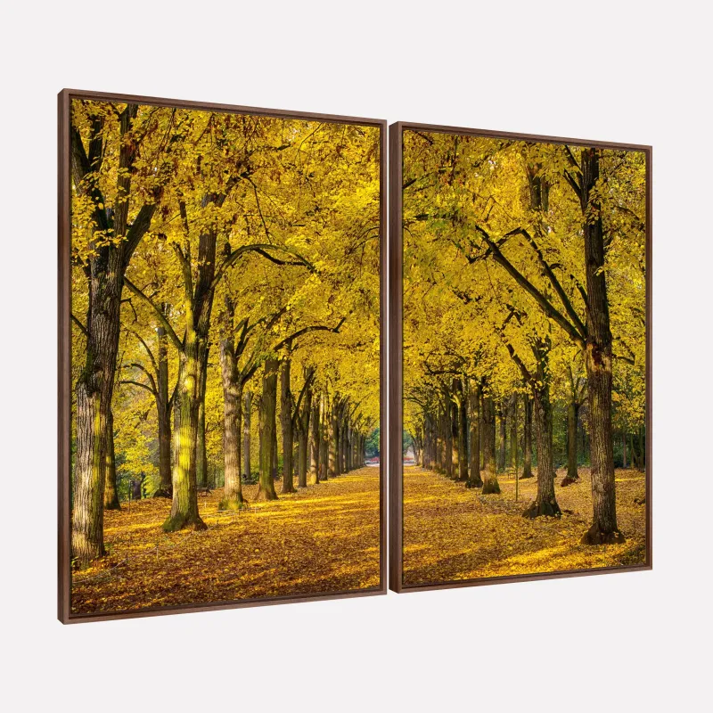 Quadro Paisagem Bosque Encantador Árvores Amarelas