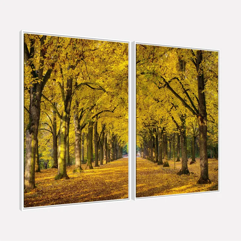 Quadro Paisagem Bosque Encantador Árvores Amarelas