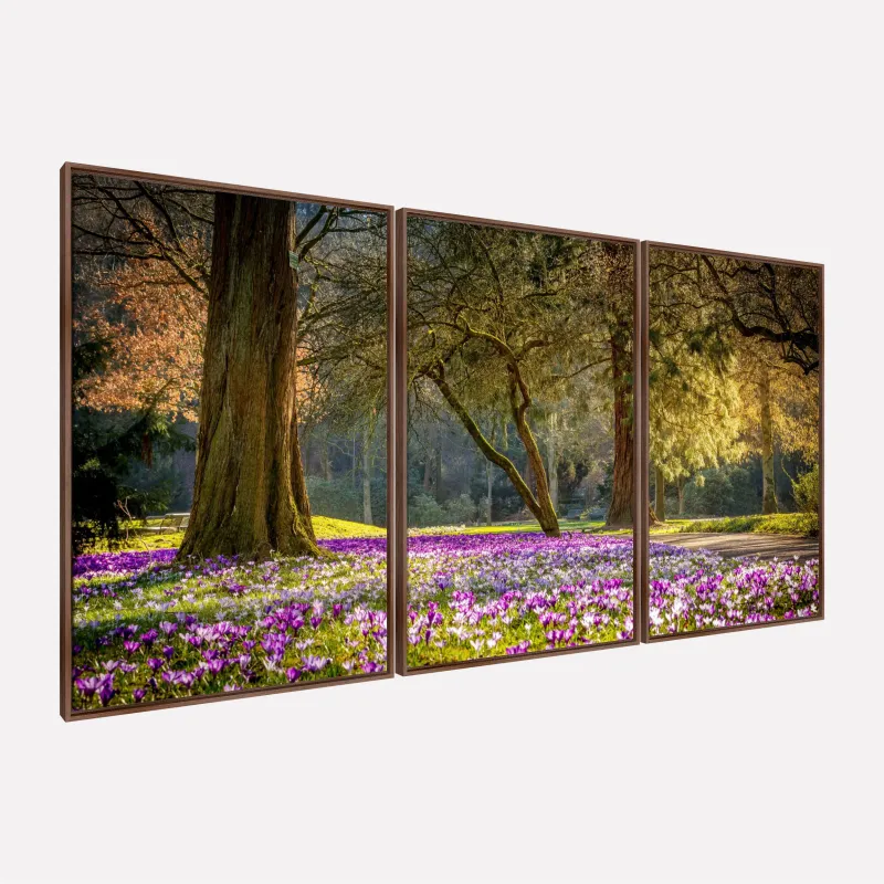 Quadro Paisagem Natureza Radiante Árvores e Flores Roxas