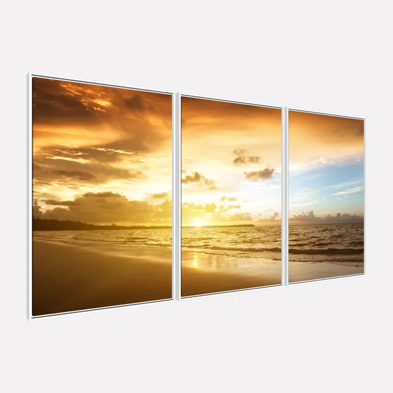 Quadro Paisagem Praia Encantadora Horizonte Dourado