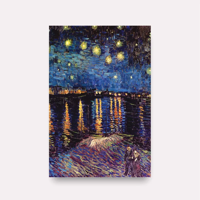 Quadro Noite Estrelada Sobre o Ródano - Van Gogh - Releitura