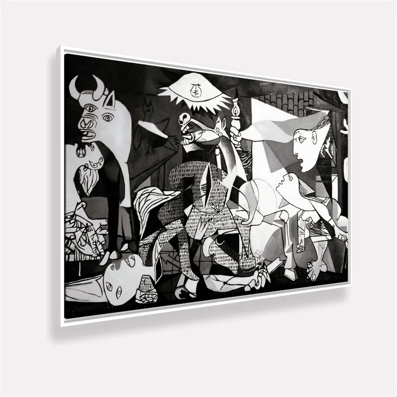 Quadro Guernica em Preto e Branco de Pablo Picasso Releitura