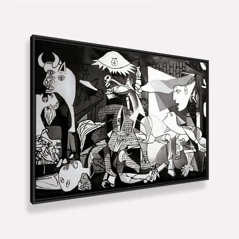 Quadro Guernica em Preto e Branco de Pablo Picasso Releitura