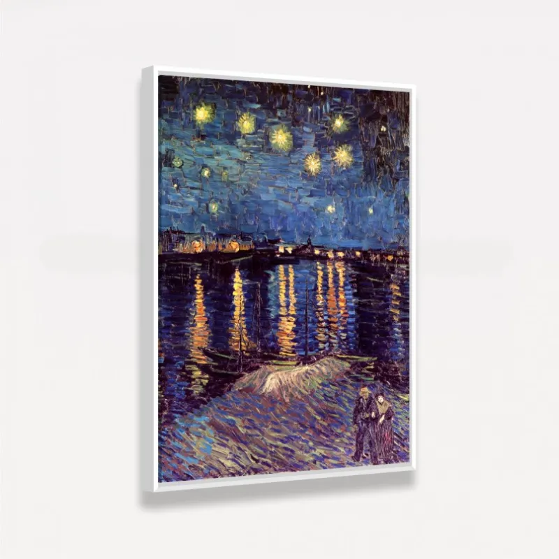 Quadro Noite Estrelada Sobre o Ródano - Van Gogh - Releitura