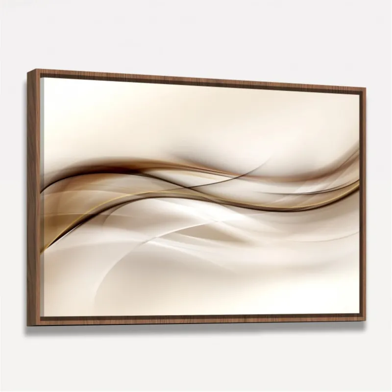 Quadro Abstrato Ondas em Tons Bege com Marrom