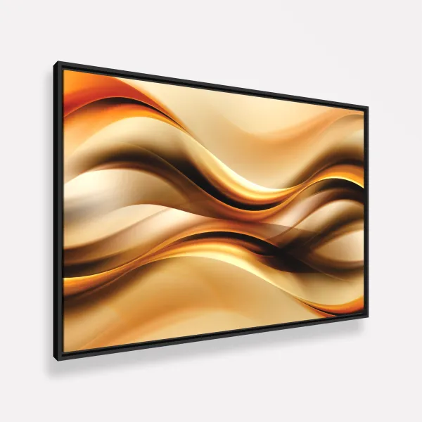 Quadro Abstrato Moderno Ondas Marrom e Dourado