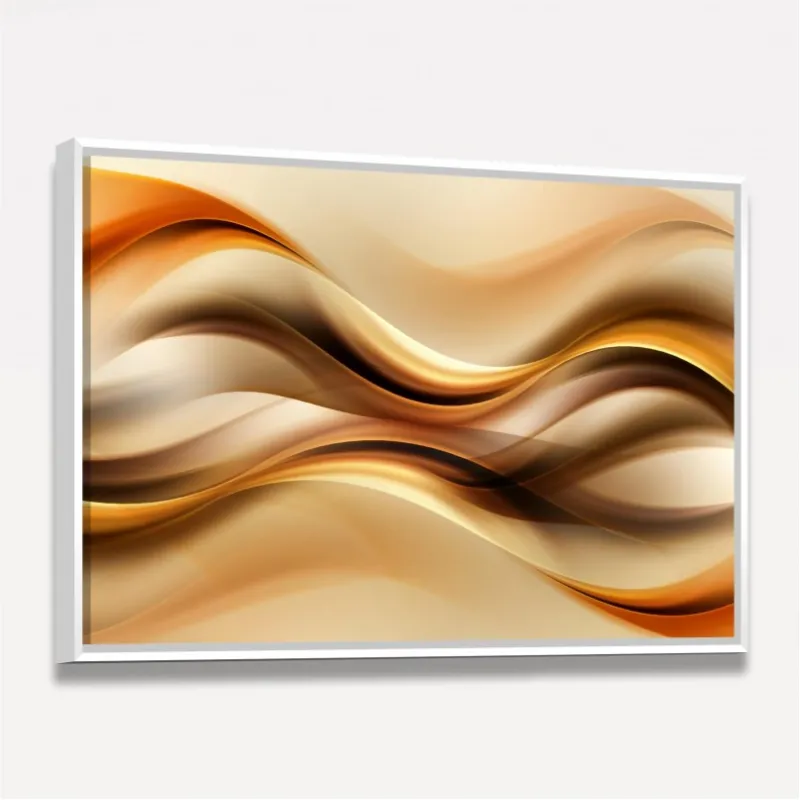 Quadro Abstrato Moderno Ondas Marrom e Dourado