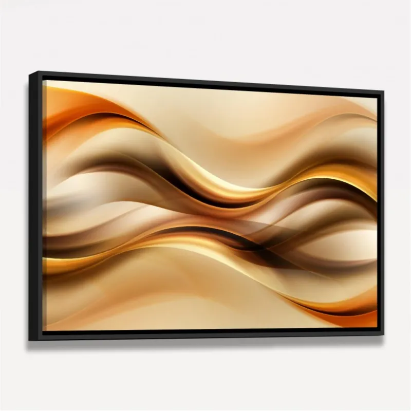 Quadro Abstrato Moderno Ondas Marrom e Dourado